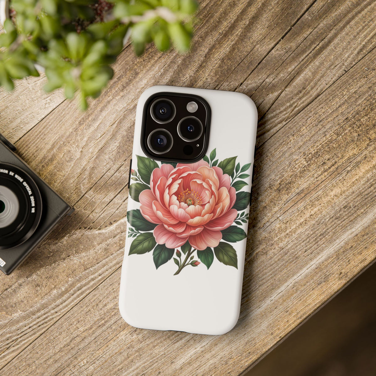 Floral Peony Tough Phone Case — Protective Botanical iPhone Cover