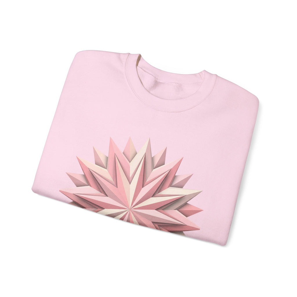 Starburst Polygon Crewneck Sweatshirt — Pink Geometric Floral Graphic