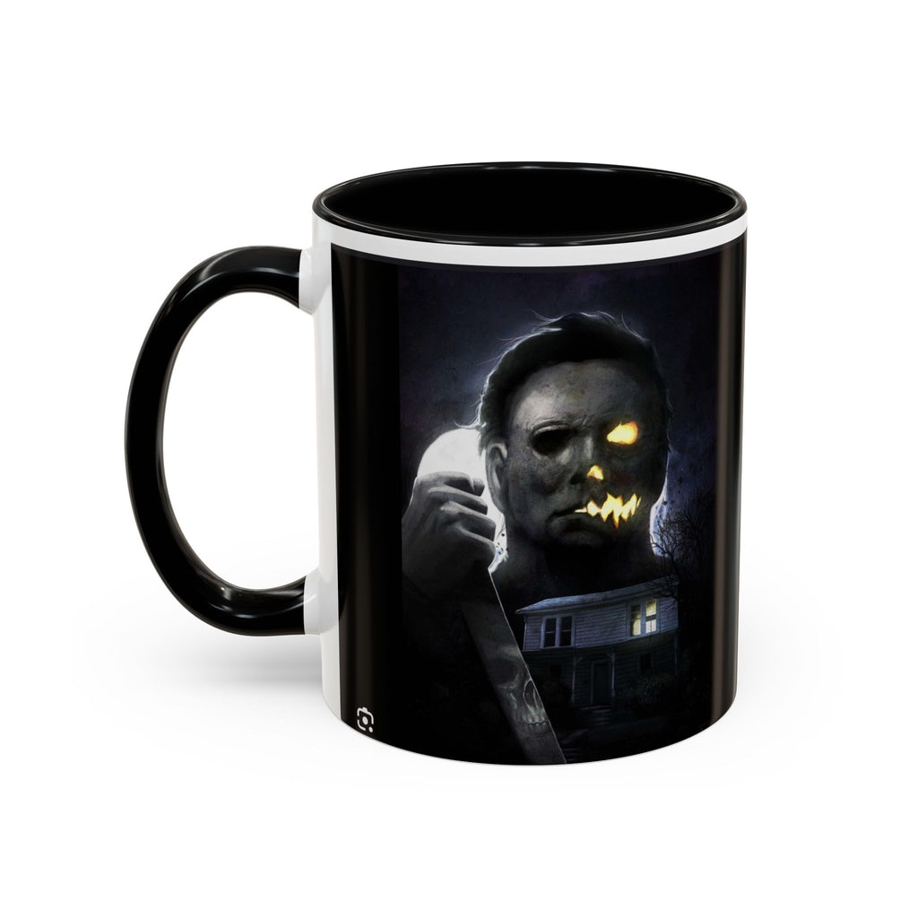 Halloween Michael Myers Accent Coffee Mug — Spooky Horror Movie Jack-O'-Lantern Face (11/15oz)