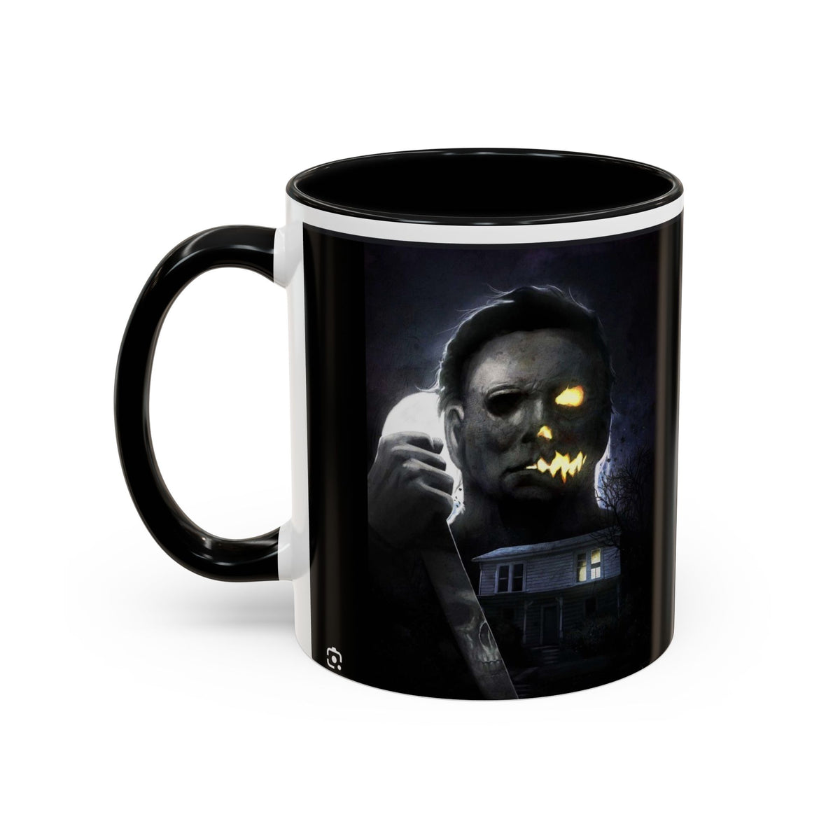 Halloween Michael Myers Accent Coffee Mug — Spooky Horror Movie Jack-O'-Lantern Face (11/15oz)