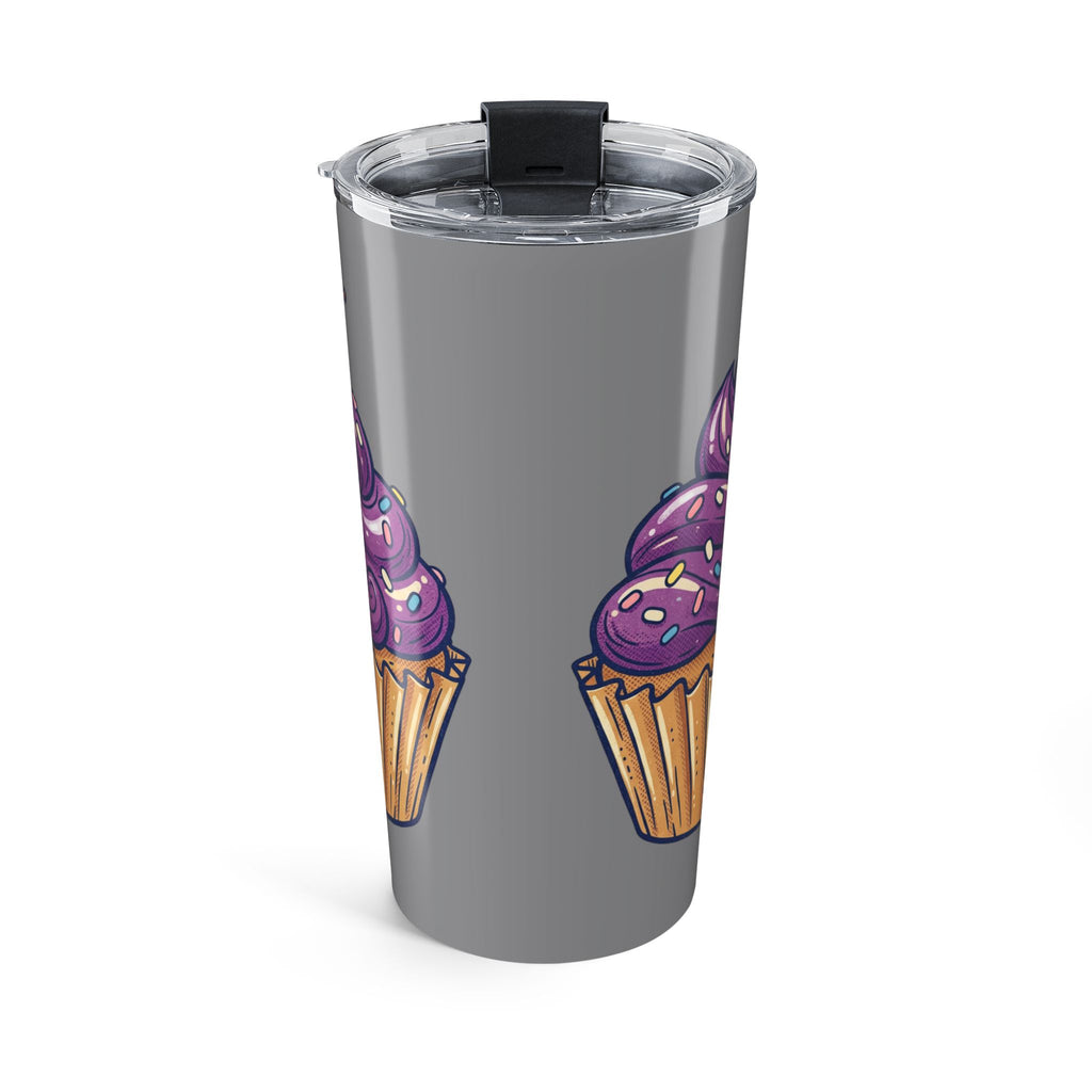 Cupcake Tumbler Grey 20oz – Purple Frosting Insulated Travel Cup