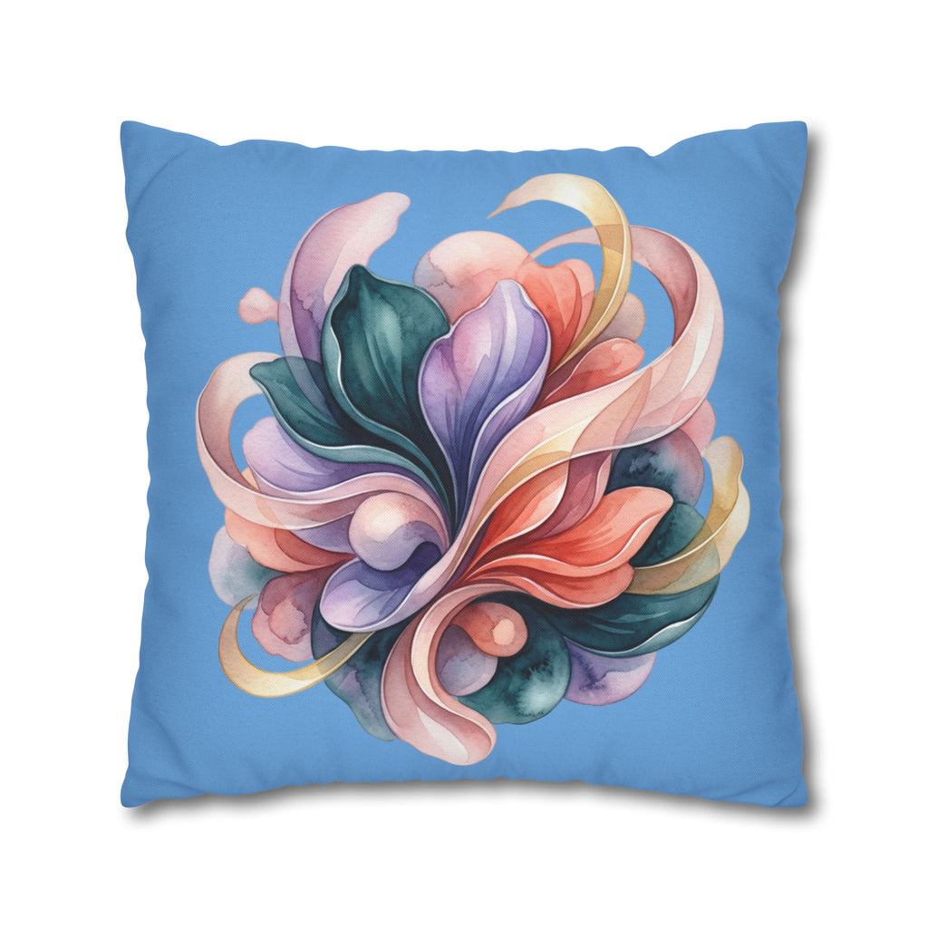 Floral Swirl Pillowcase — Colorful Abstract Blossom Throw Pillow