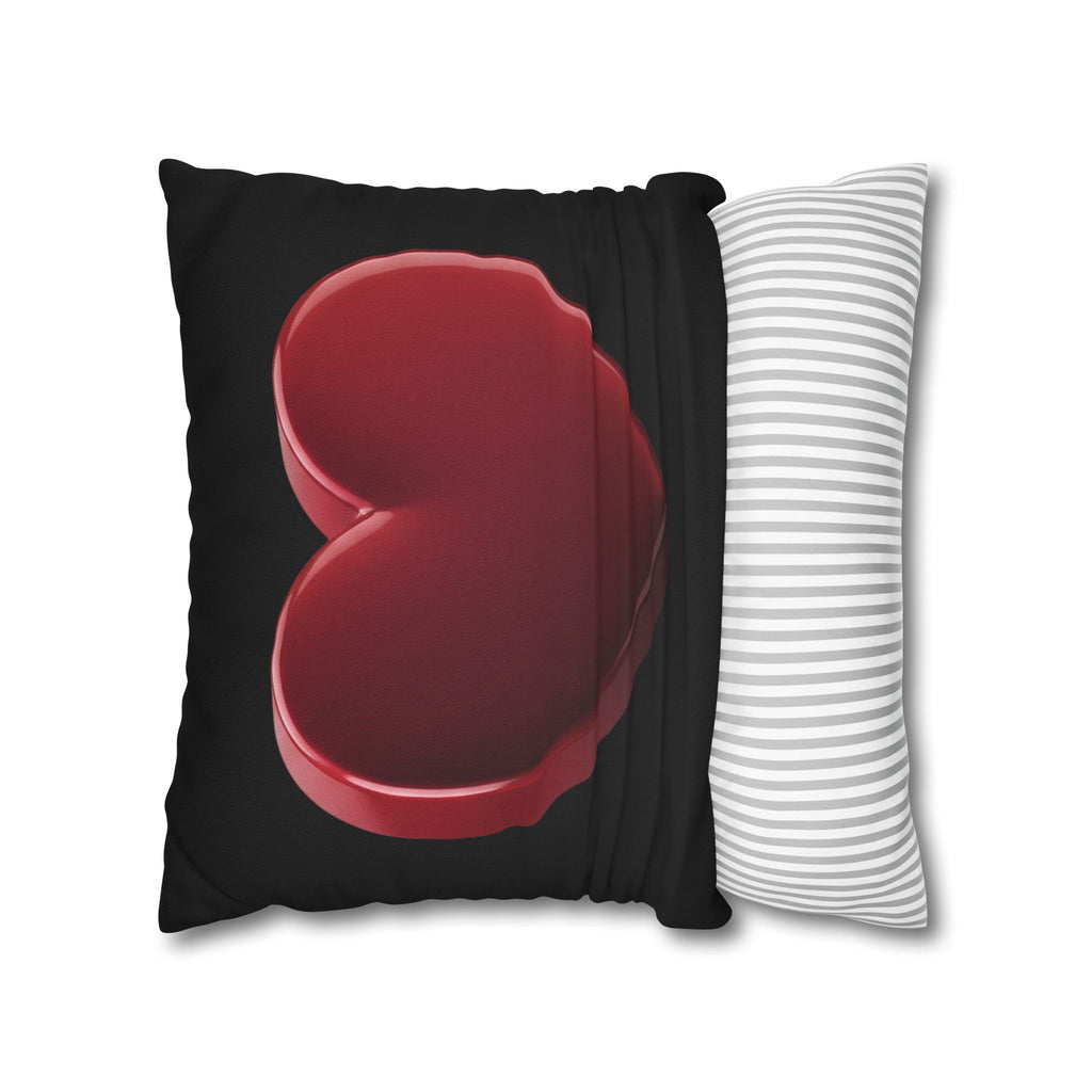 Red Heart Black Spun Polyester Square Pillowcase