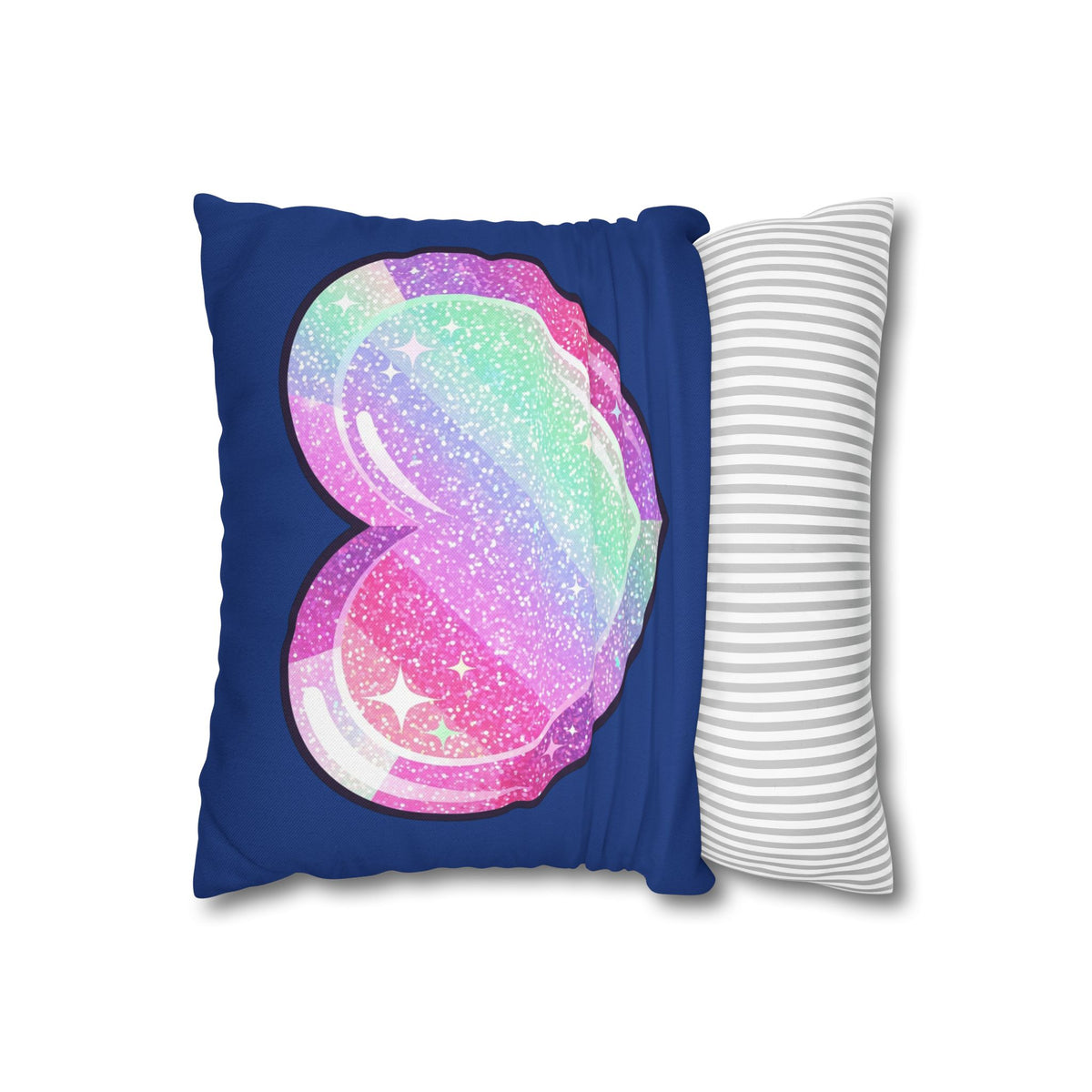 Pastel Glitter Heart Pillowcase Spun Polyester Square Pillowcase- Navy