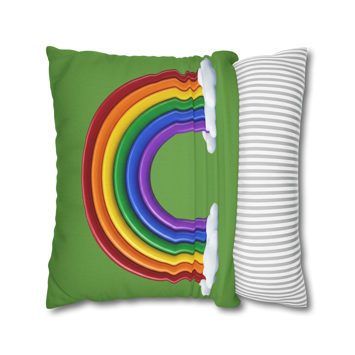 Rainbow Light Green Spun Polyester Square Pillowcase
