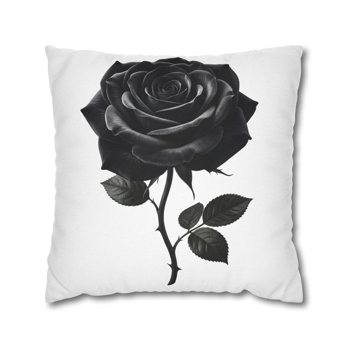 Black Rose Spun Polyester Square Pillowcase