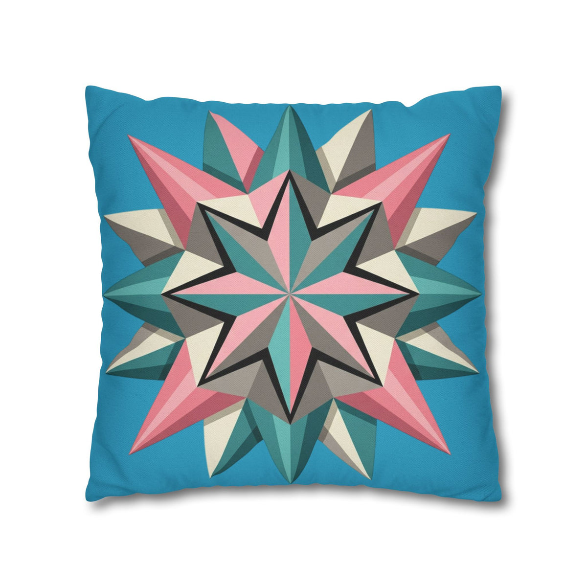 Geometric Starburst Decorative Pillowcase — Turquoise Pink Accent Cushion Cover