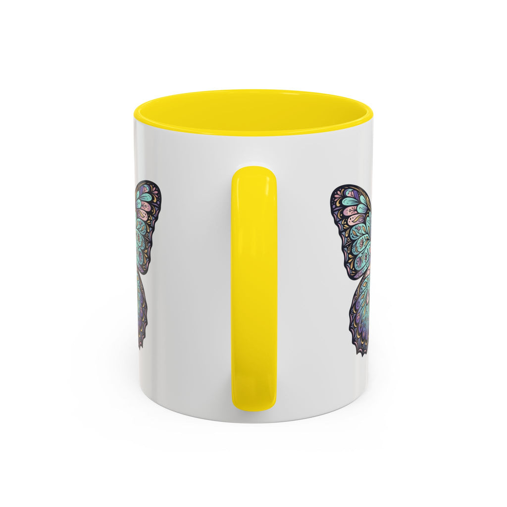 Butterfly Accent Coffee Mug — Teal Mandala Wing Design (11/15oz)