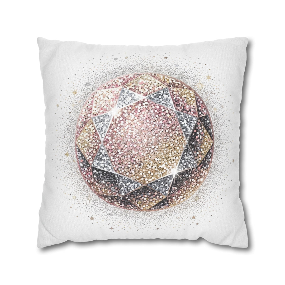 Glittery Spun Polyester Square Pillowcase- White