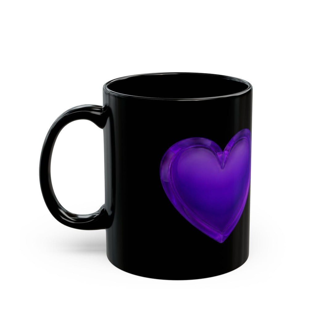 Black Mug - Purple Heart Ceramic Coffee Cup (11oz & 15oz)