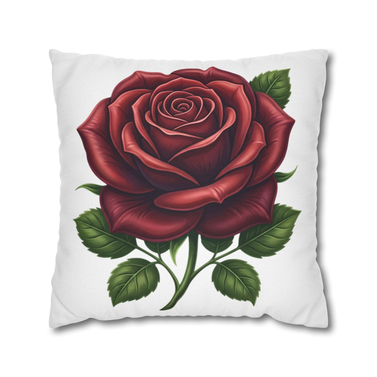 Red Rose Spun Polyester Square Pillowcase