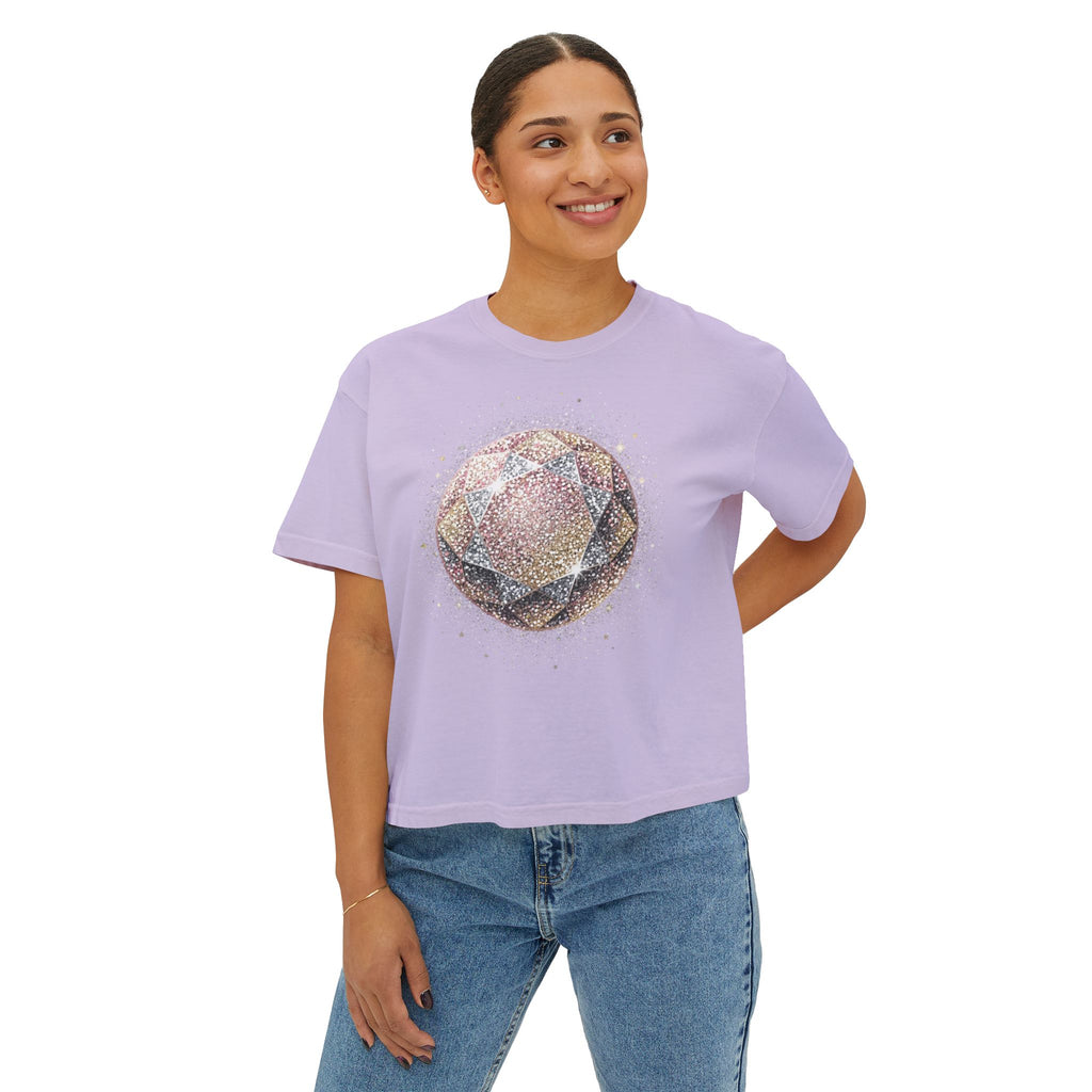 Women's Boxy Tee — Watercolor Geode Crystal Graphic