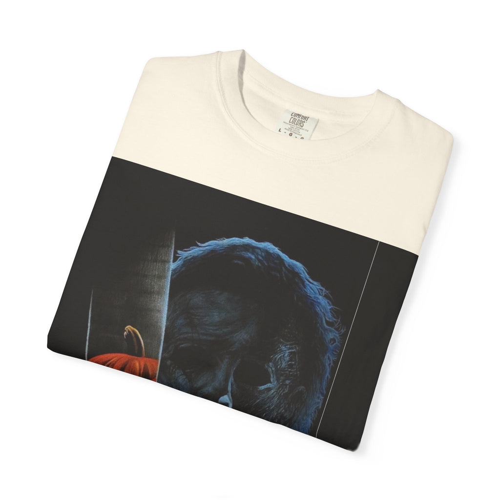 T-Shirt — Halloween Split-Face Pumpkin & Michael Myers Horror Graphic