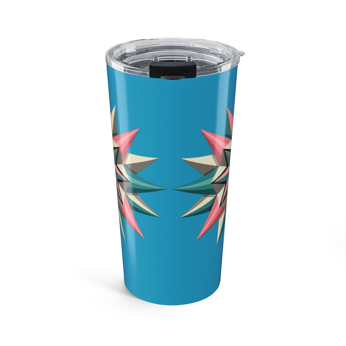 Geometric Starburst 20oz Tumbler — Blue Floral Pattern Stainless Travel Cup