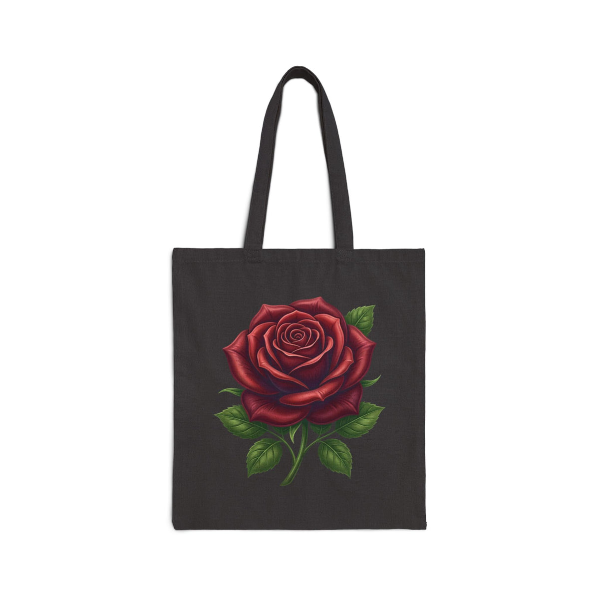 Rose Canvas Tote Bag — Vintage Red Rose Floral Grocery Shopper