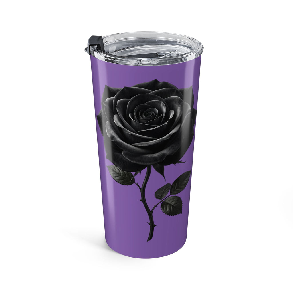 20oz Black Rose Tumbler – Light Purple Stainless Steel Travel Cup- Light Purple