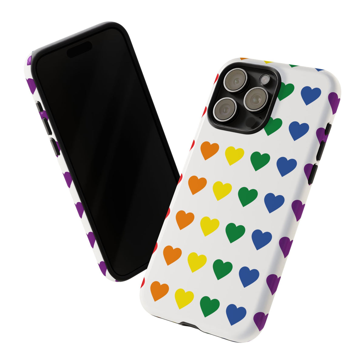 Rainbow Heart Tough Phone Case — Pride Pattern Protective Cover