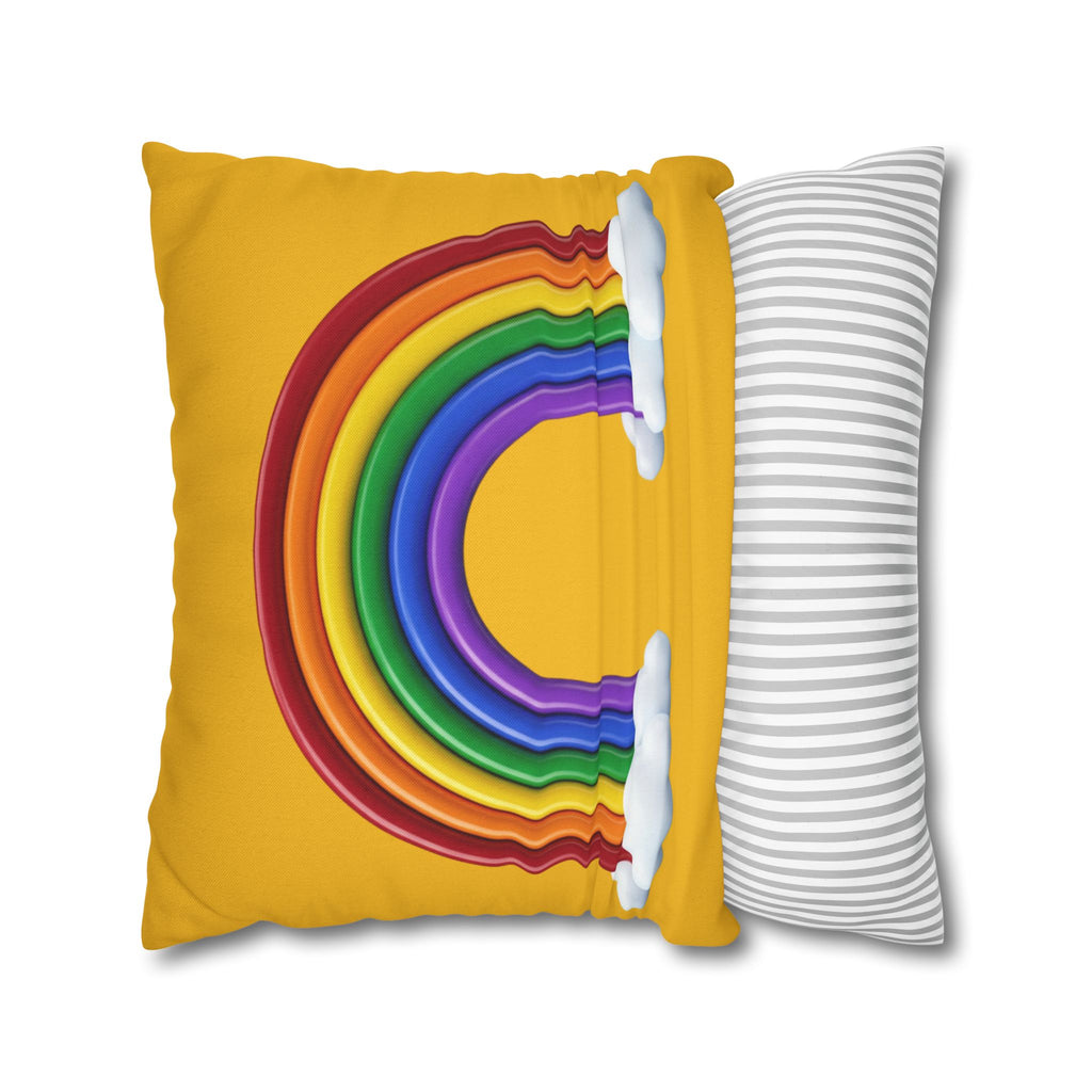 Rainbow Yellow Spun Polyester Square Pillowcase