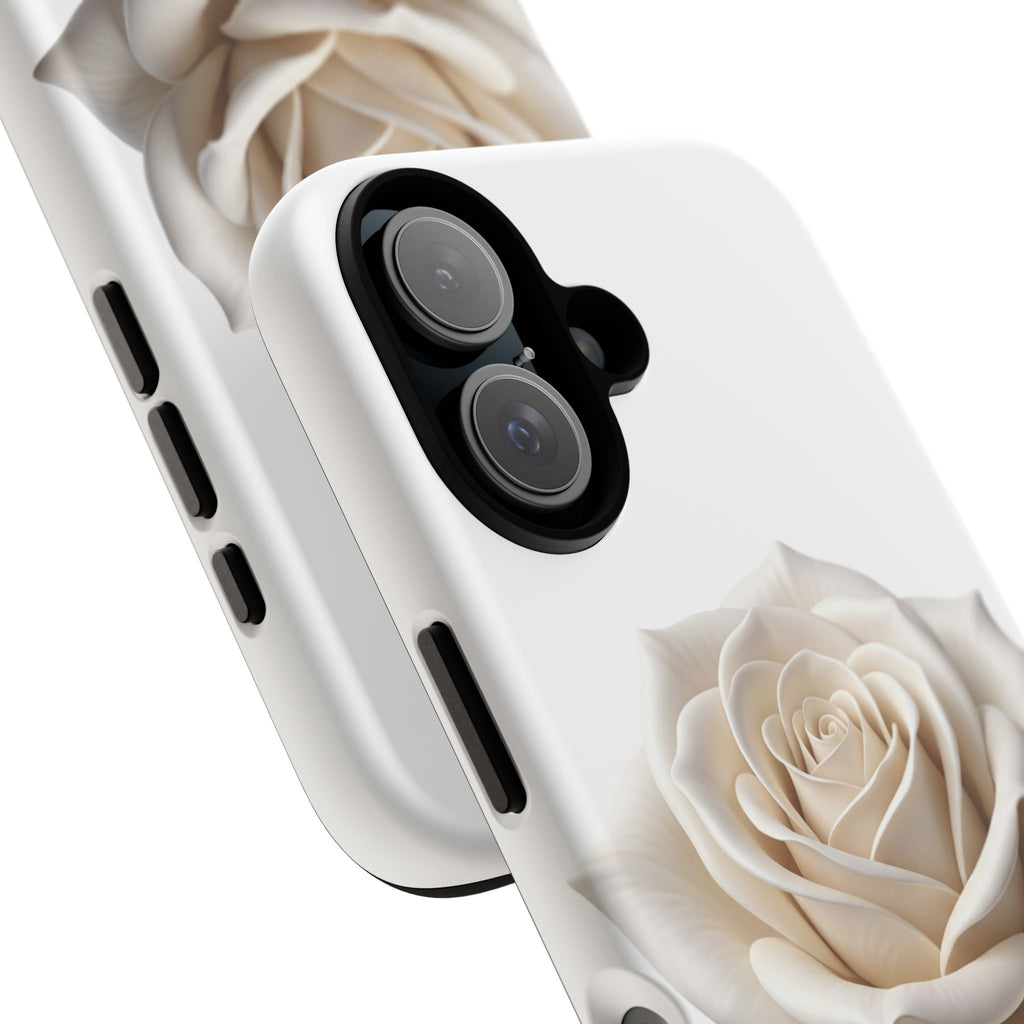 White Rose Tough Phone Case – Elegant Floral Protective Cover