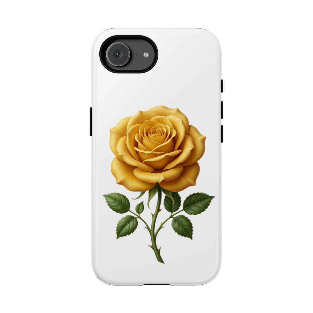 Yellow Rose Phone Case — Vintage Floral Tough Protective Cover