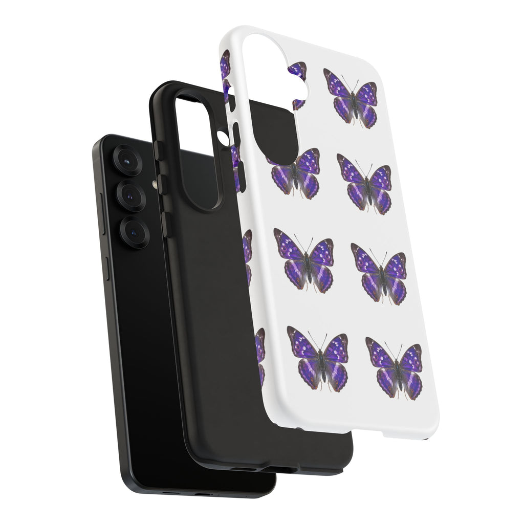 Purple Butterfly Tough Phone Case — Durable Protective iPhone Case with Repeating Butterfly Pattern