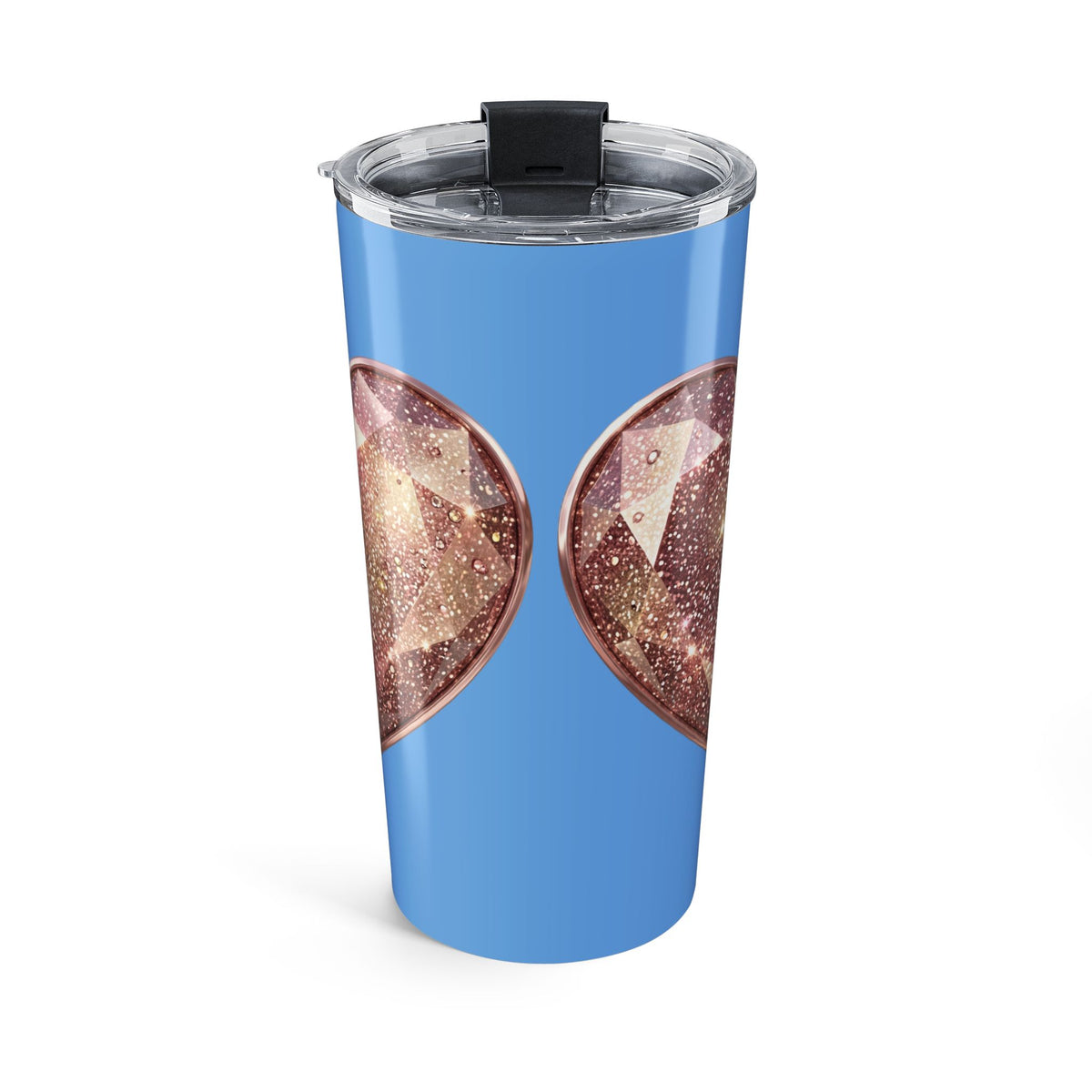 20oz Glitter Heart Tumbler - Sparkle Love Travel Cup- Light Blue