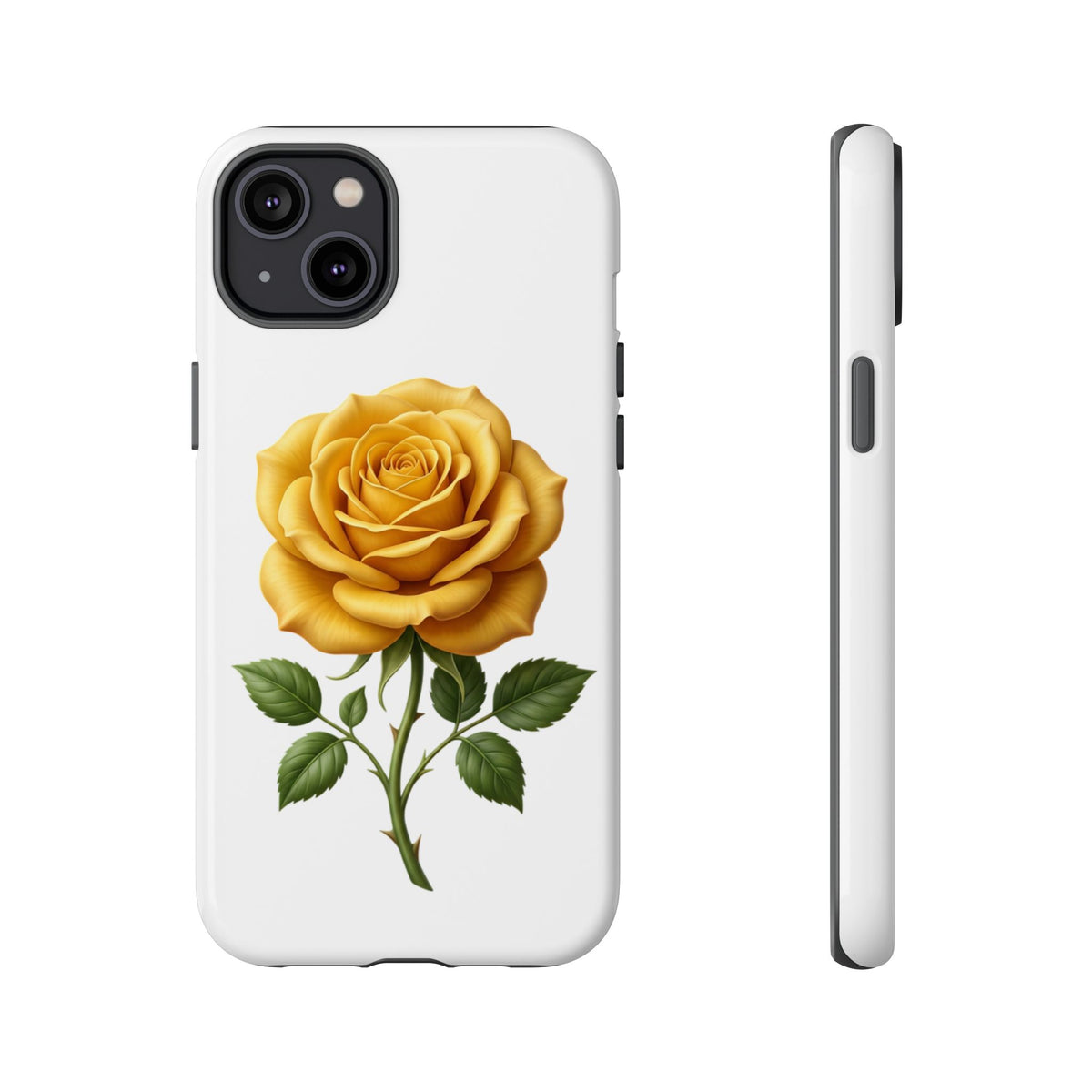 Yellow Rose Phone Case — Vintage Floral Tough Protective Cover