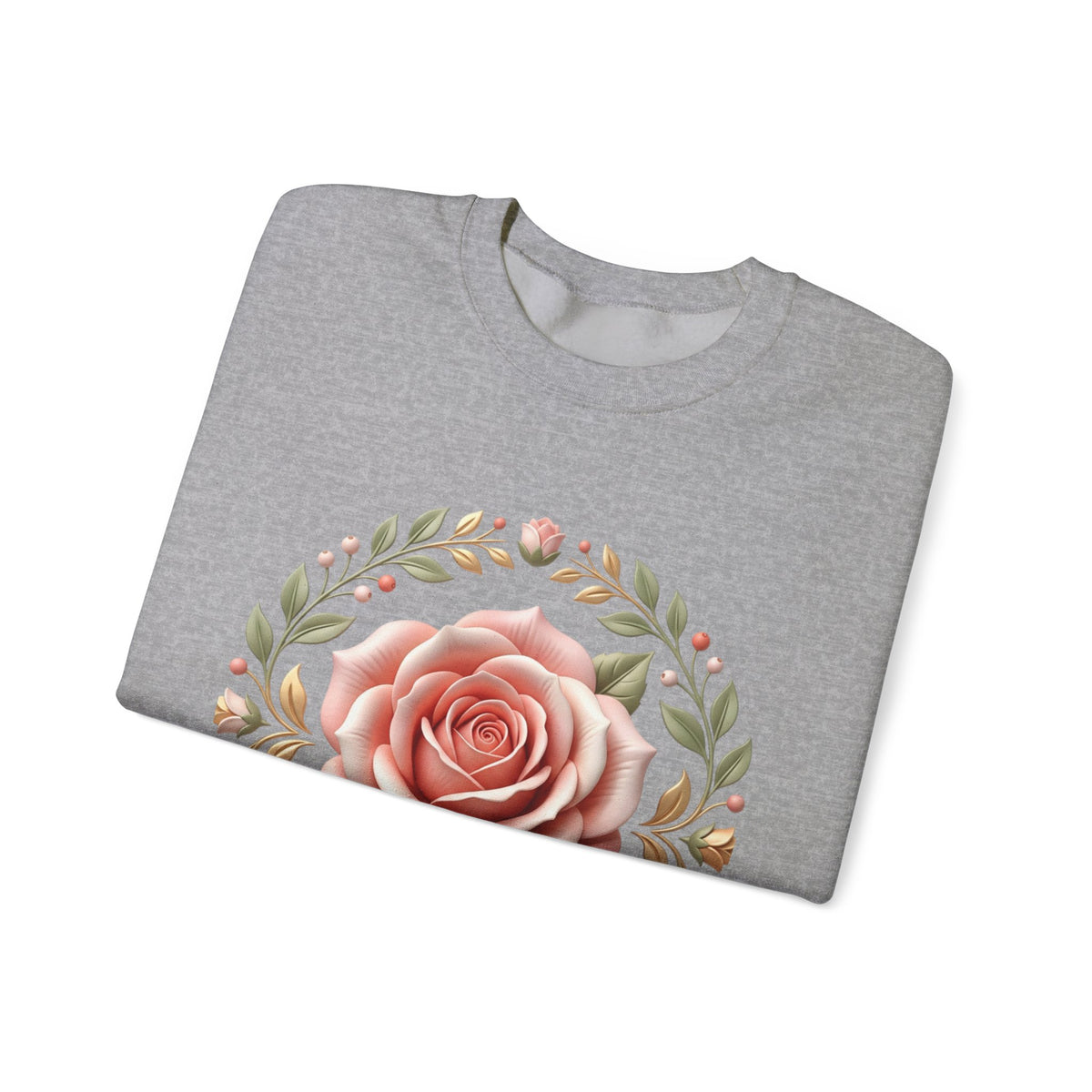 Rose Wreath Crewneck Sweatshirt — Vintage Floral Rose Pullover