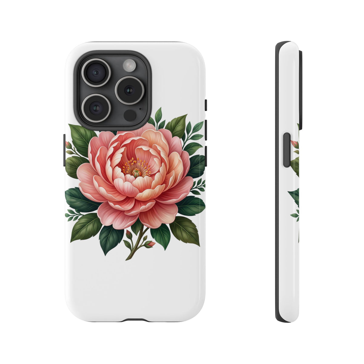 Floral Peony Tough Phone Case — Protective Botanical iPhone Cover