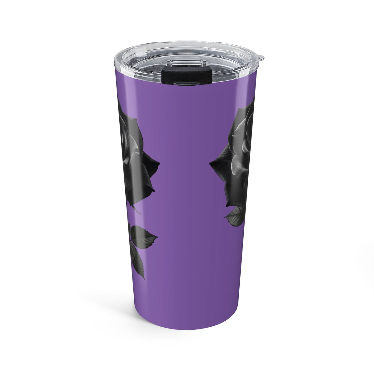 20oz Black Rose Tumbler – Light Purple Stainless Steel Travel Cup- Light Purple