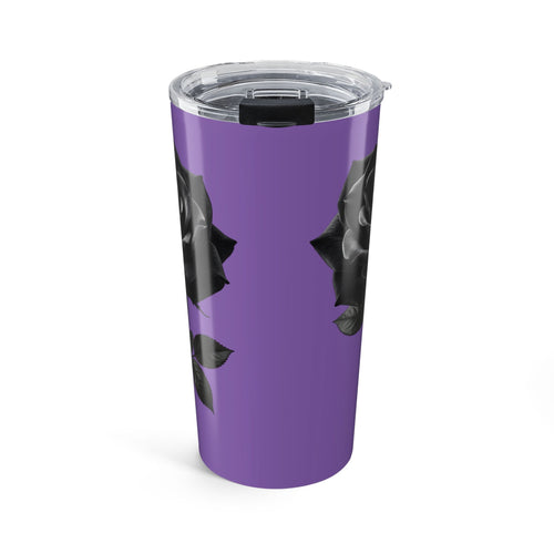 20oz Black Rose Tumbler – Light Purple Stainless Steel Travel Cup- Light Purple