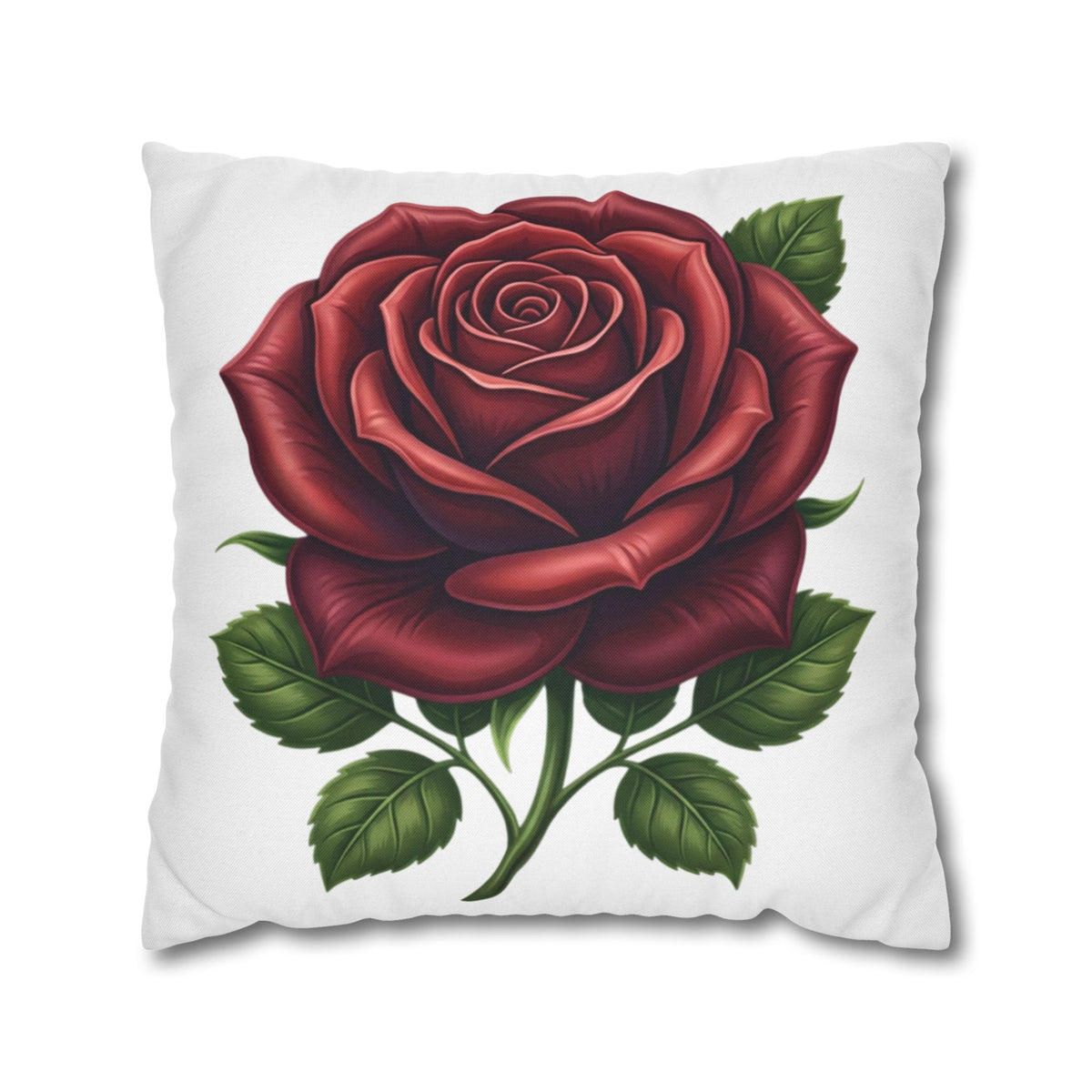 Red Rose Spun Polyester Square Pillowcase