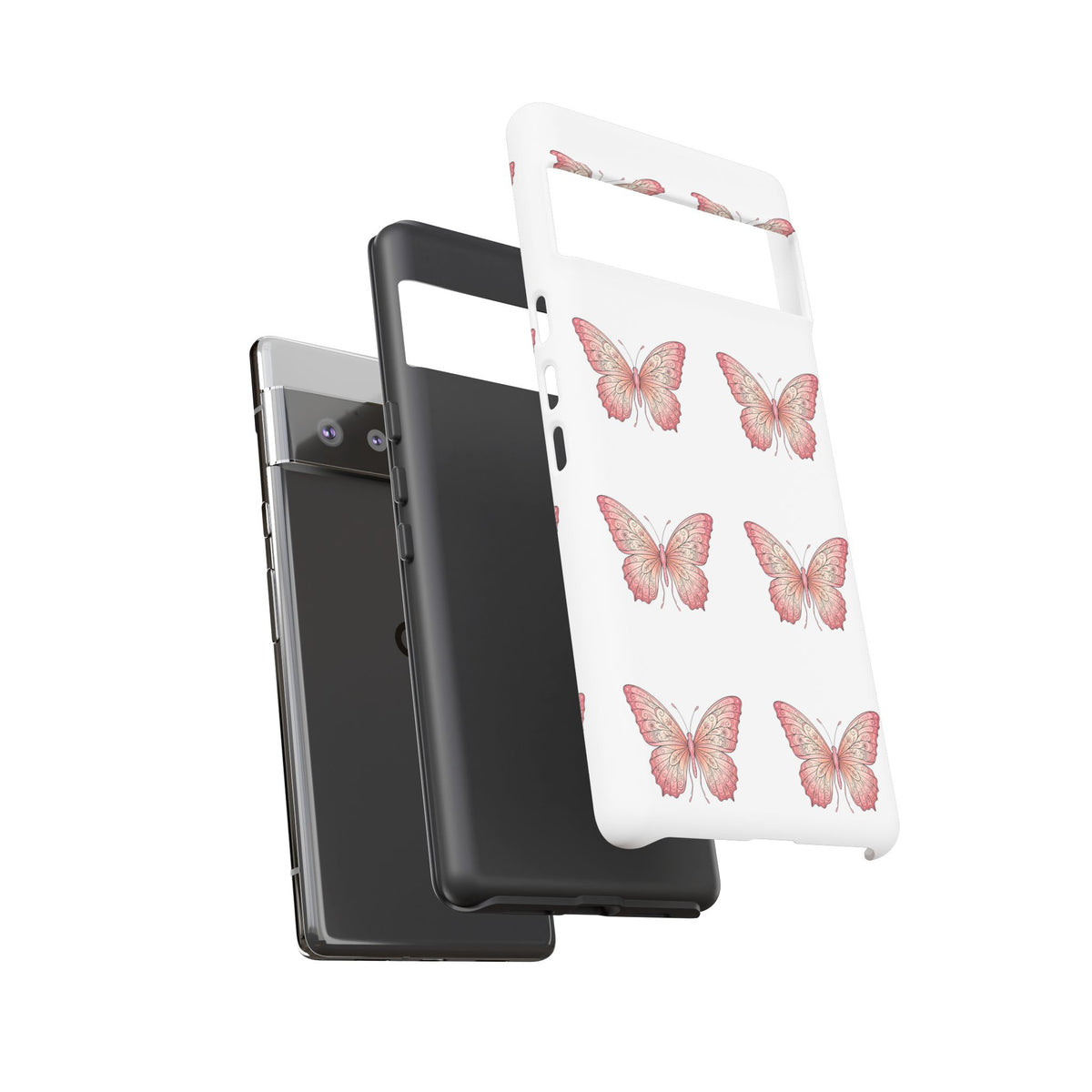 Pink Butterfly Tough Phone Case — Floral Pattern Protective Cover