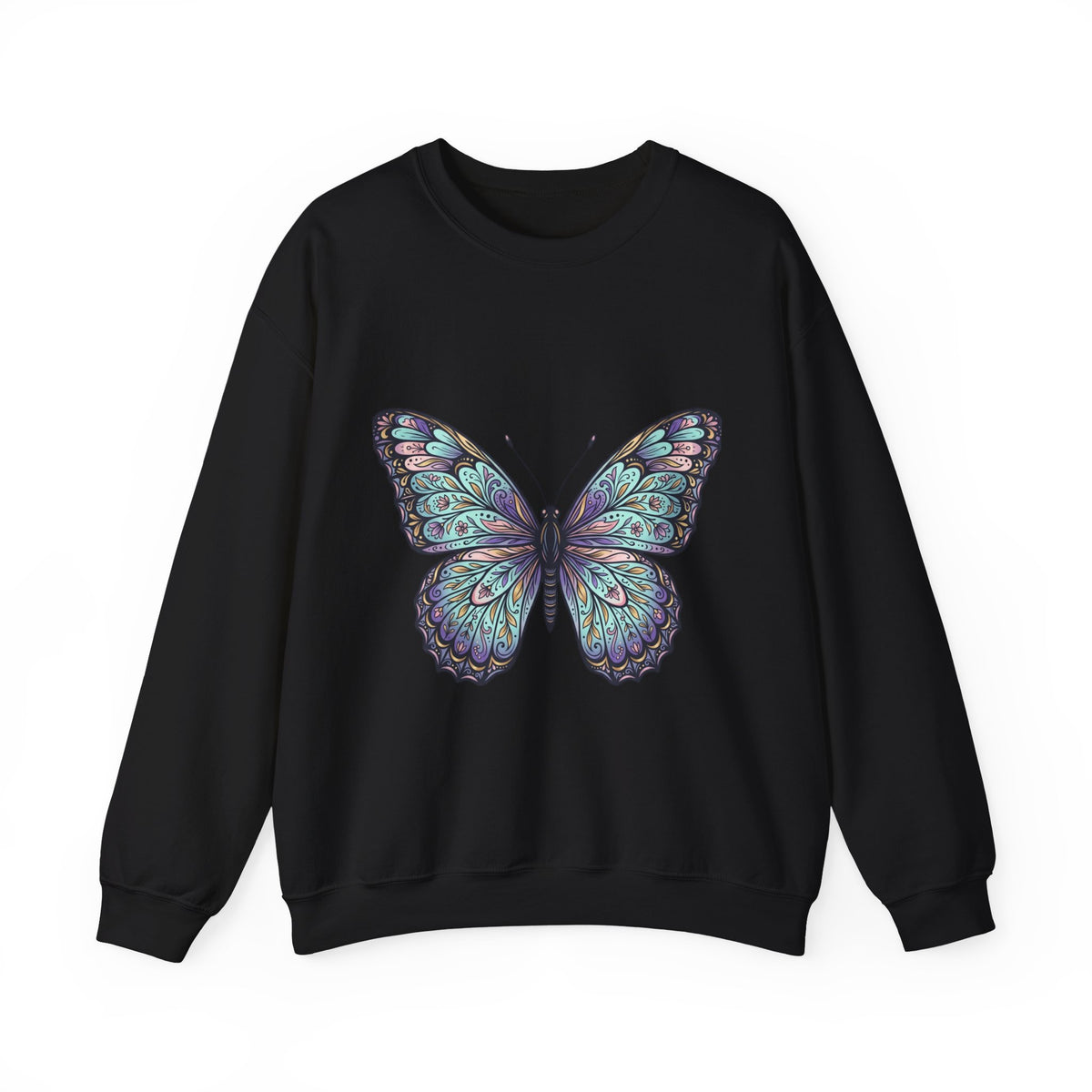 Butterfly Crewneck Sweatshirt – Teal Purple Watercolor Wing Design