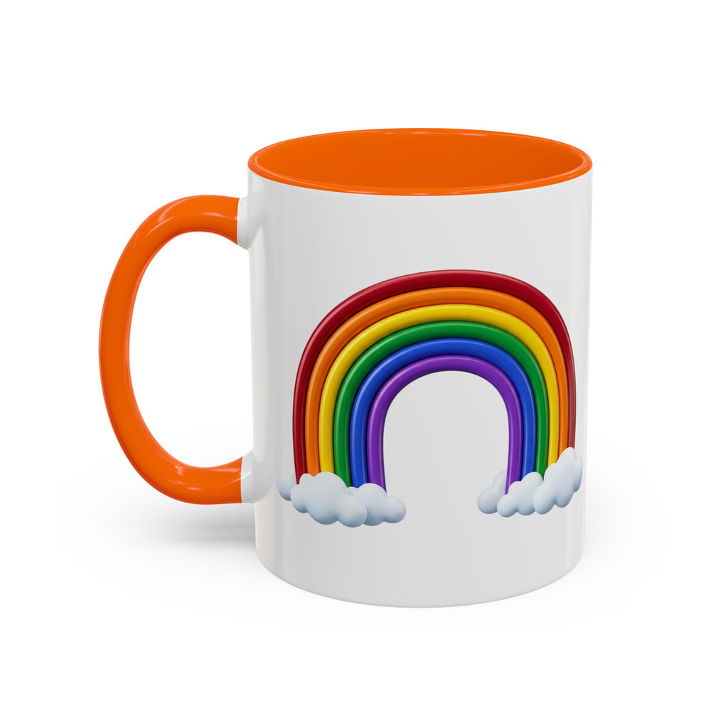 Rainbow Coffee Mug - Colorful Arc & Clouds Accent Mug (11/15oz)
