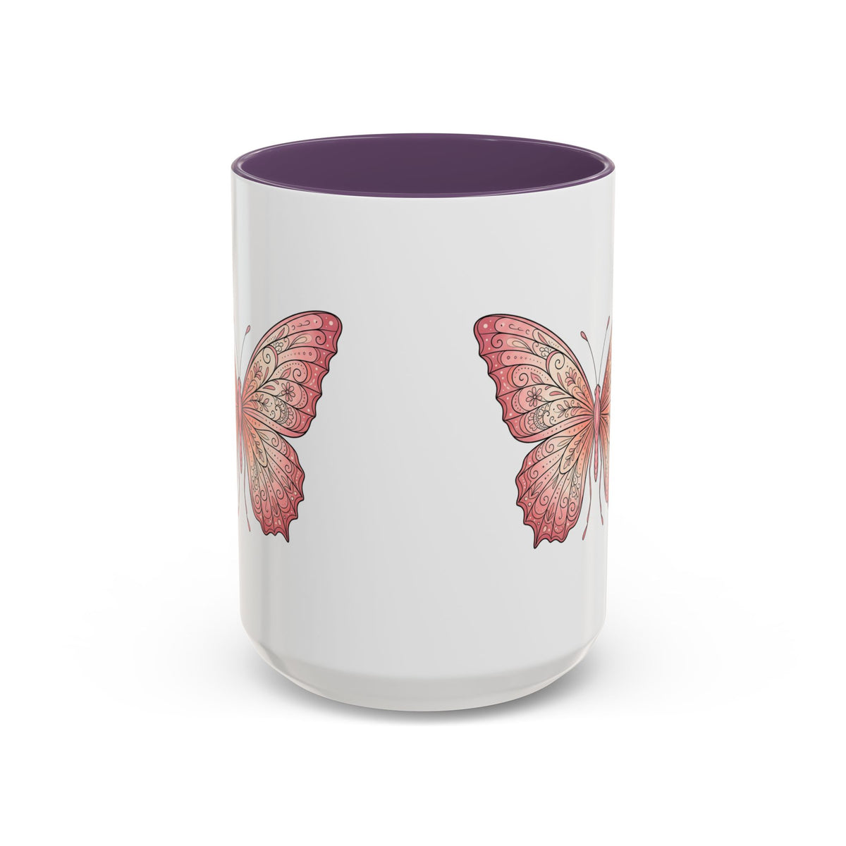 Pink Watercolor Butterfly Accent Coffee Mug — Floral Boho Tea & Coffee Cup (11/15oz)