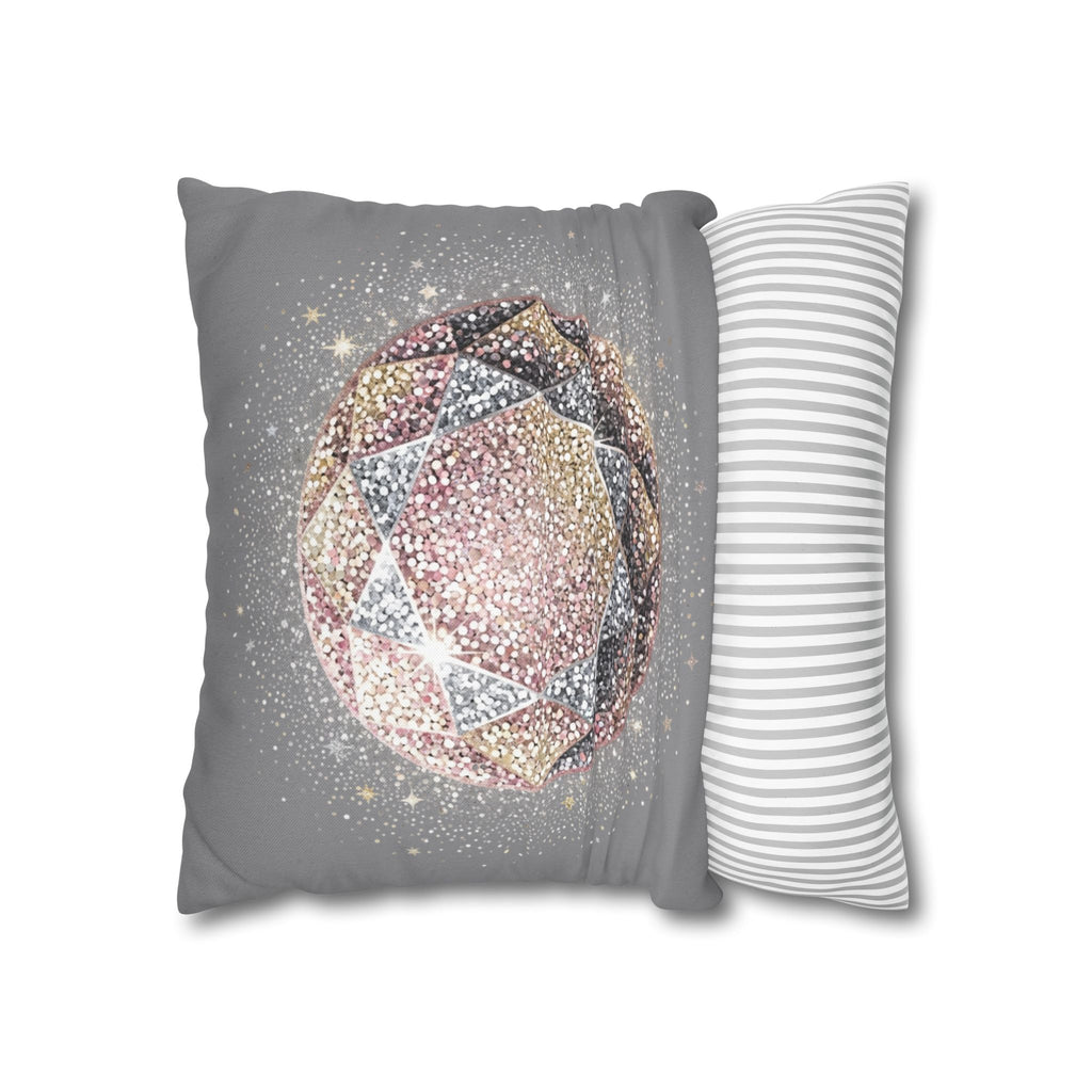 Glittery Grey Spun Polyester Square Pillowcase