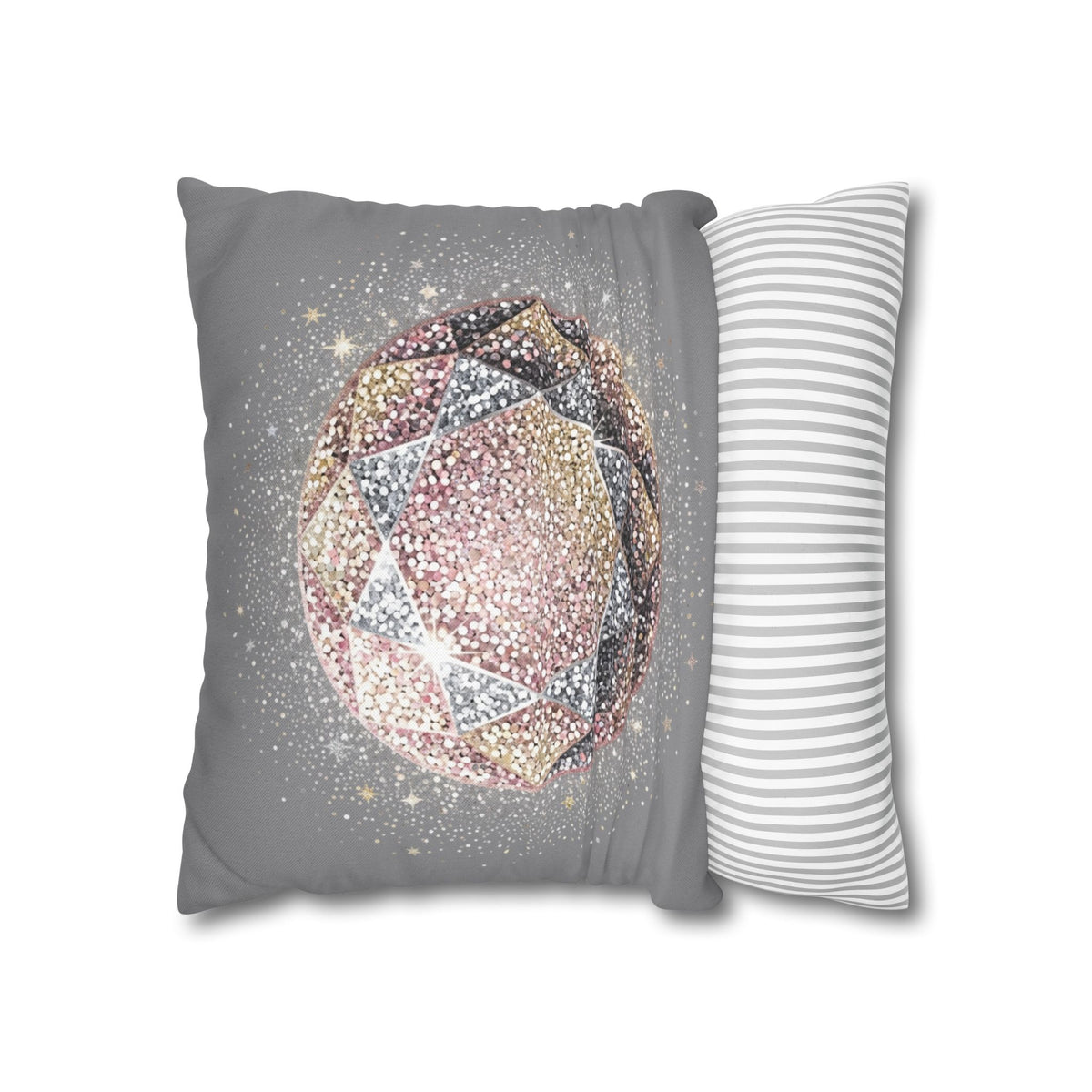Glittery Grey Spun Polyester Square Pillowcase