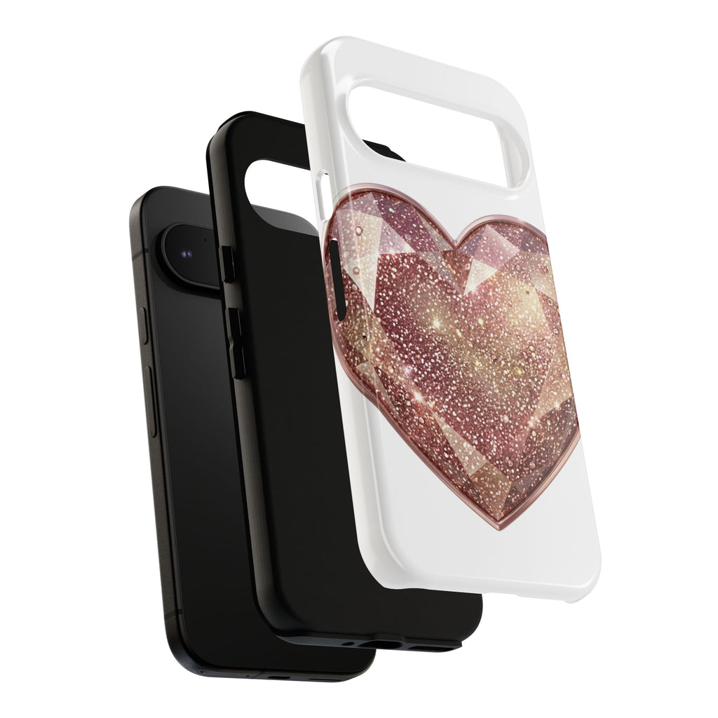 Rose Gold Glitter Crystal Heart Phone Case