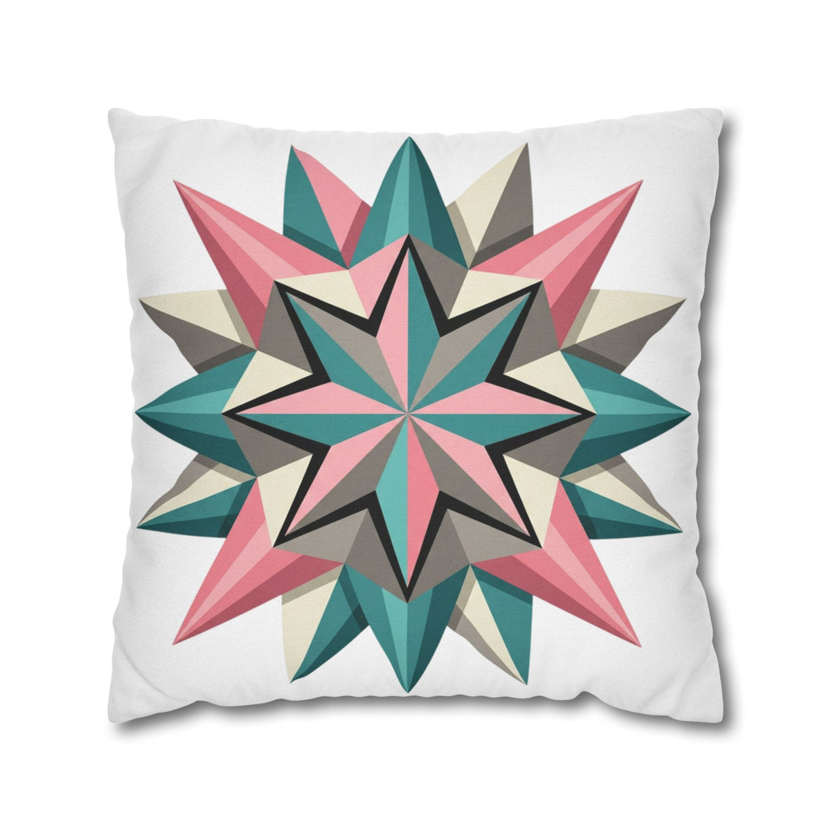 Geometric Starburst Throw Pillowcase — Pink Teal Modern Decorative Cushion Cover