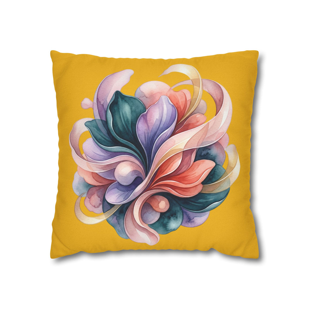 Floral Swirl Decorative Pillowcase — Vibrant Yellow Abstract Flower Accent