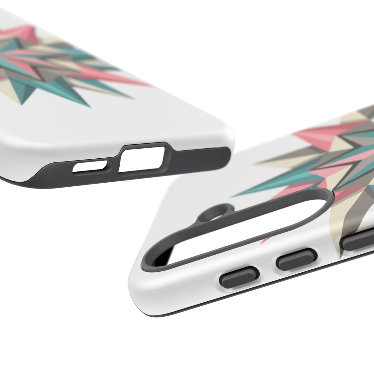 Geometric Star Tough Phone Case – Pink Teal Compass Design