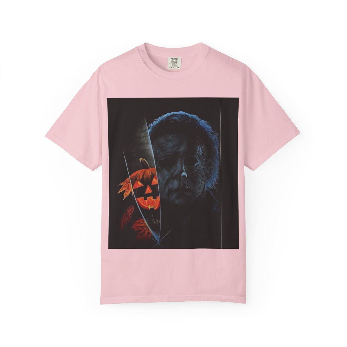 T-Shirt — Halloween Split-Face Pumpkin & Michael Myers Horror Graphic