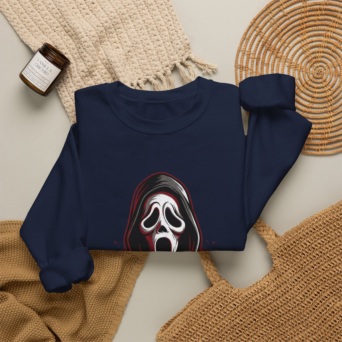 Scream Mask Crewneck Sweatshirt – Horror Ghostface Graphic