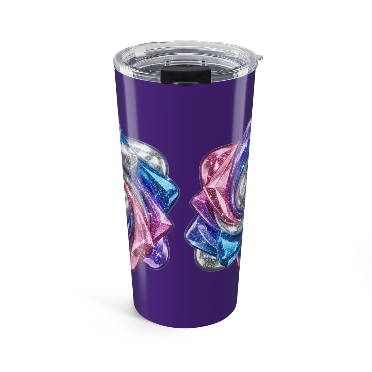 20oz Glitter Bow Tumbler Dark Purple — Insulated Travel Cup with Sparkle Ribbon Design