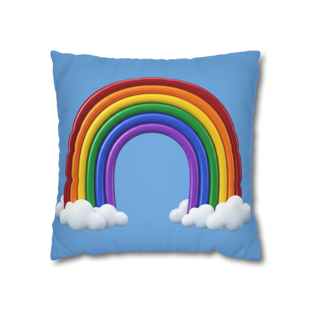 Rainbow Light Blue Spun Polyester Square Pillowcase