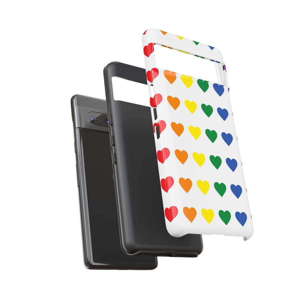 Rainbow Heart Tough Phone Case — Pride Pattern Protective Cover