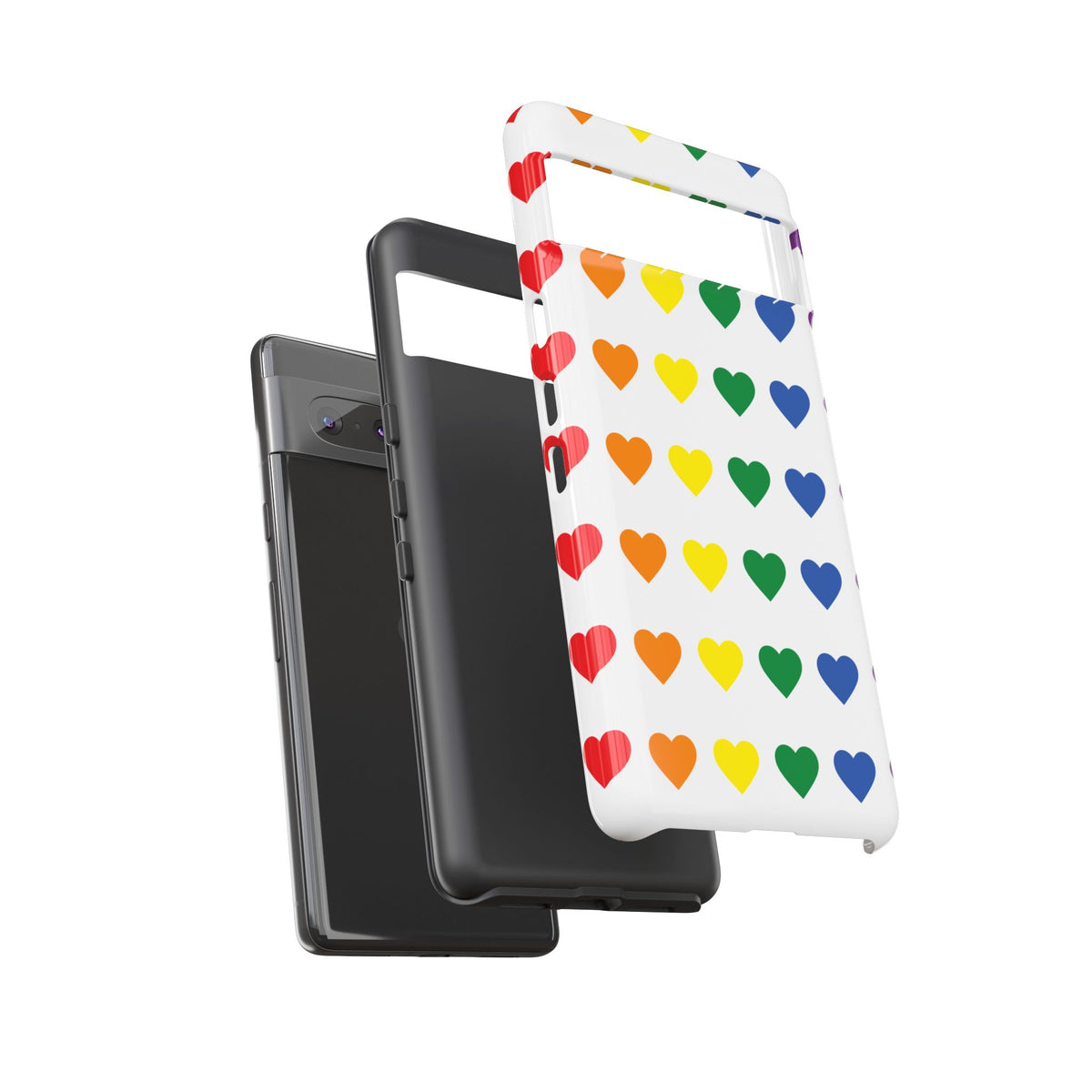 Rainbow Heart Tough Phone Case — Pride Pattern Protective Cover
