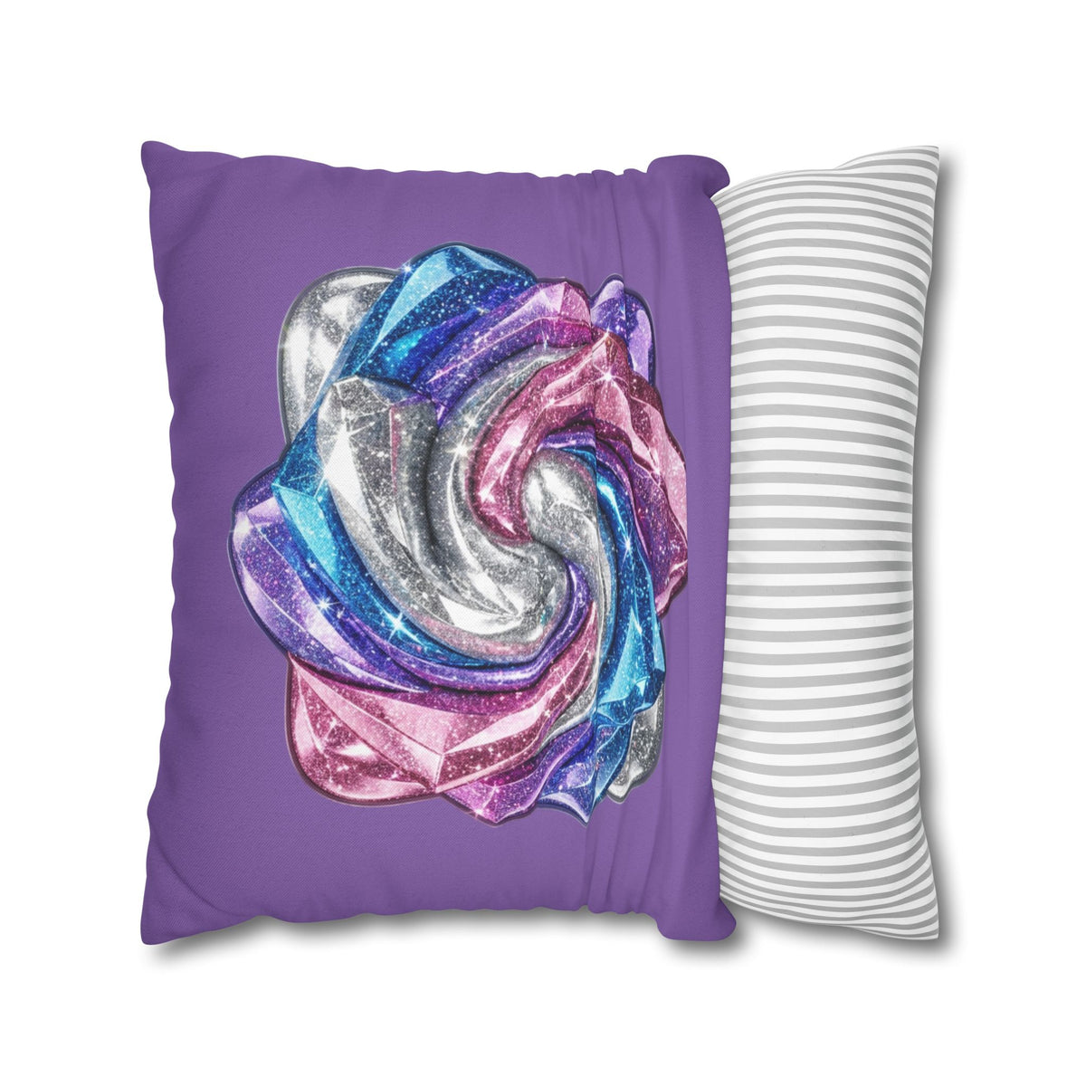 3D Glitter Design Light Purple Spun Polyester Square Pillowcase
