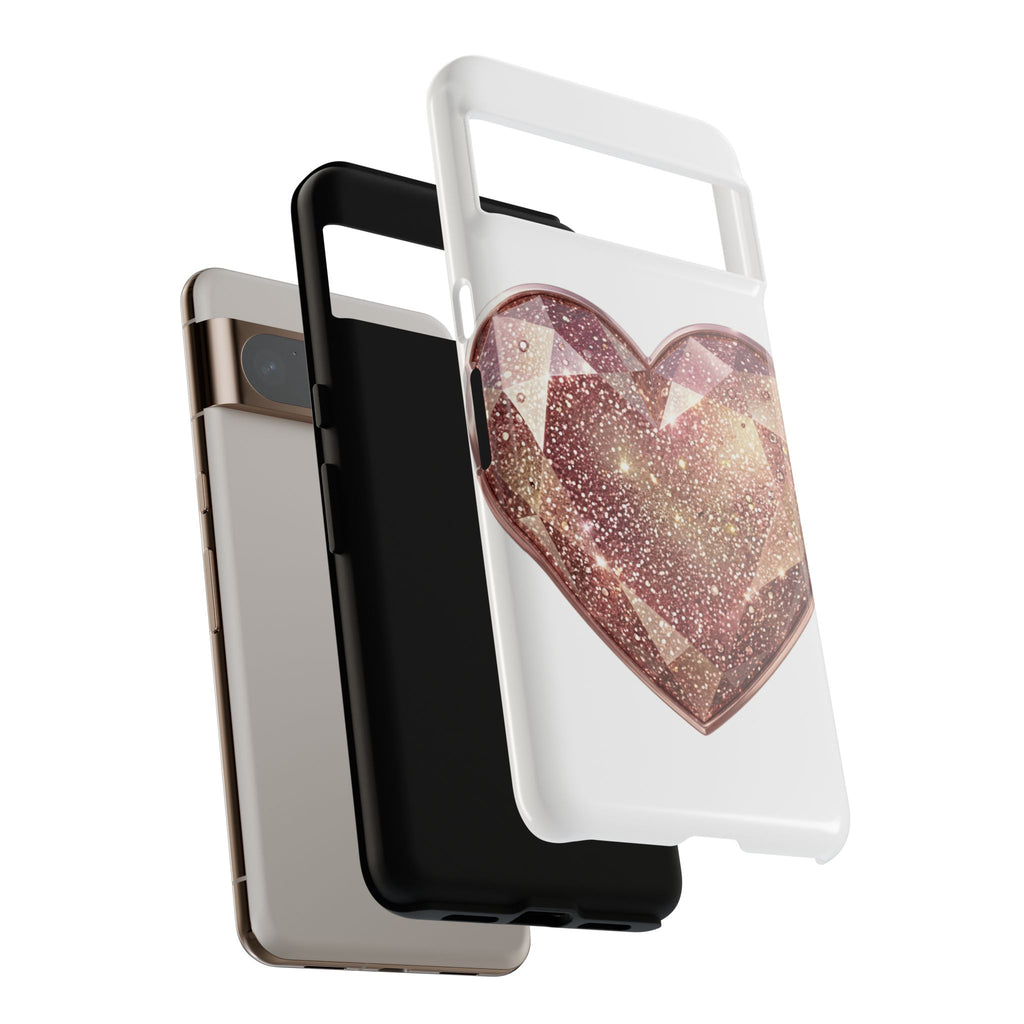 Rose Gold Glitter Crystal Heart Phone Case